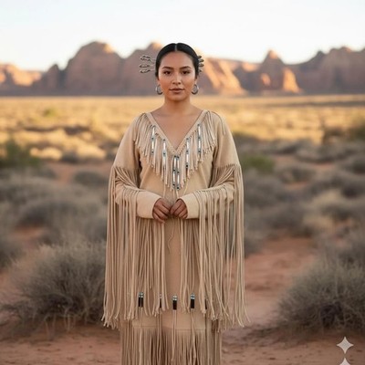 Handmade Suede Wedding Dress Western Native Fringe Powwow Cowgirl Gown | eBay Handmade Suede Wedding Dress Western Native Fringe Powwow Cowgirl Gown | eBay