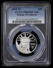 2005-W $50 Proof 1/2 oz Platinum Eagle Statue of Liberty PCGS PR 69 DCAM 2772.66 per troy oz