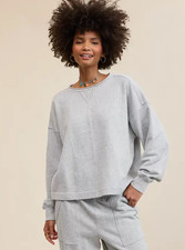 Aerie Vacay Crew Sweatshirt, Medium Heather Gray