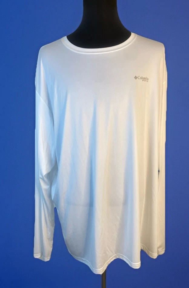 Columbia PFG Terminal Tackle Shirt Mens 4XL White Slate Triangle Omni Wick NEW