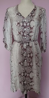 BAUKJEN 'Venice' silk dress, cream/grey snake print, UK 6, BNWT