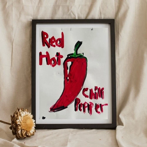 OMAN Original Red Hot Chili Peppers Painting 8.5x11 Paper Art Expressionist