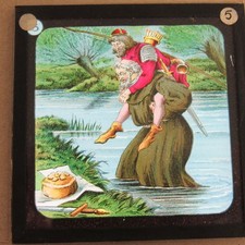Antique Glass Magic Lantern Slide 3 1/4" x 3 1/4" Color Robin Hood #5