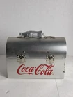 Vintage Coca-Cola Metal Lunch Box Silver Coke Bottle Handle Classic Style