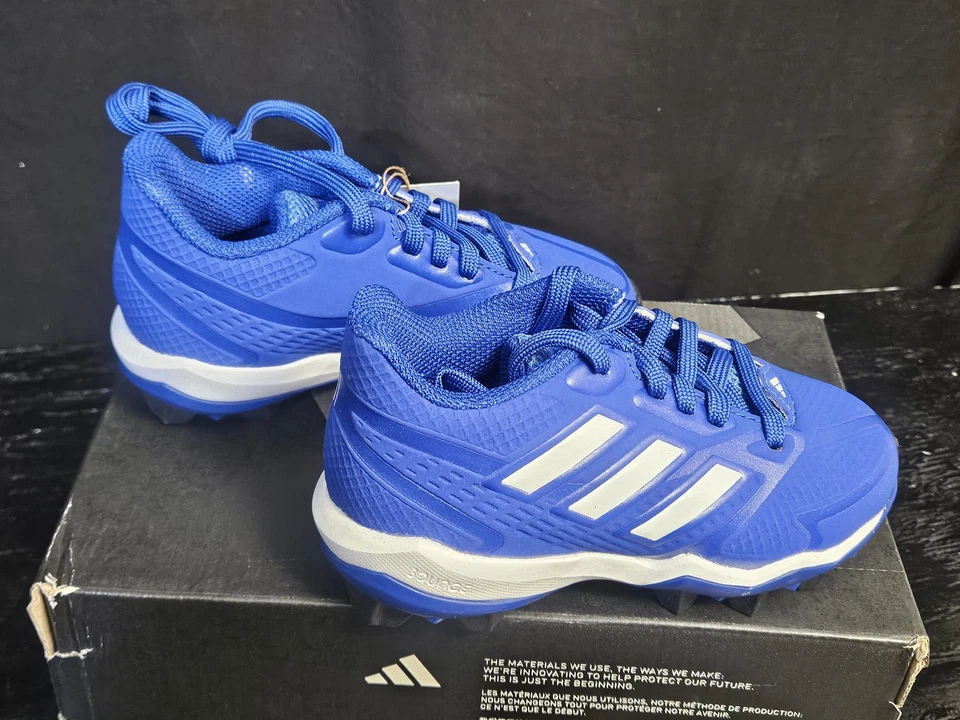 Tênis de beisebol Adidas Icon 8 MD K infantil 10K azul royal branco chuteiras IG7203 novo - Imagem 4 de 4
