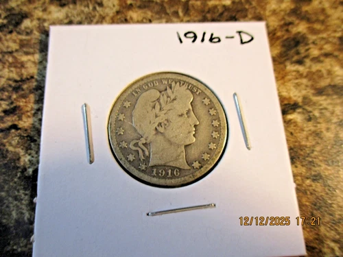 1916-D BARBER SILVER QUARTER     26