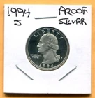 Gem 1994-S Proof Cameo Silver Washington Quarter - Free Shipping