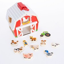 Shape Sorting Barn Toy Playset Farm Animals Horse Cow Pig Dog Tractor age 2 