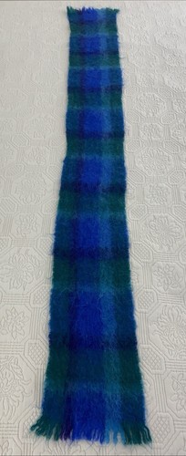 Vintage Cushendale Ireland Blue Green Check Mohair / Wool Scarf 170cm x 20cm - Bild 10 von 13