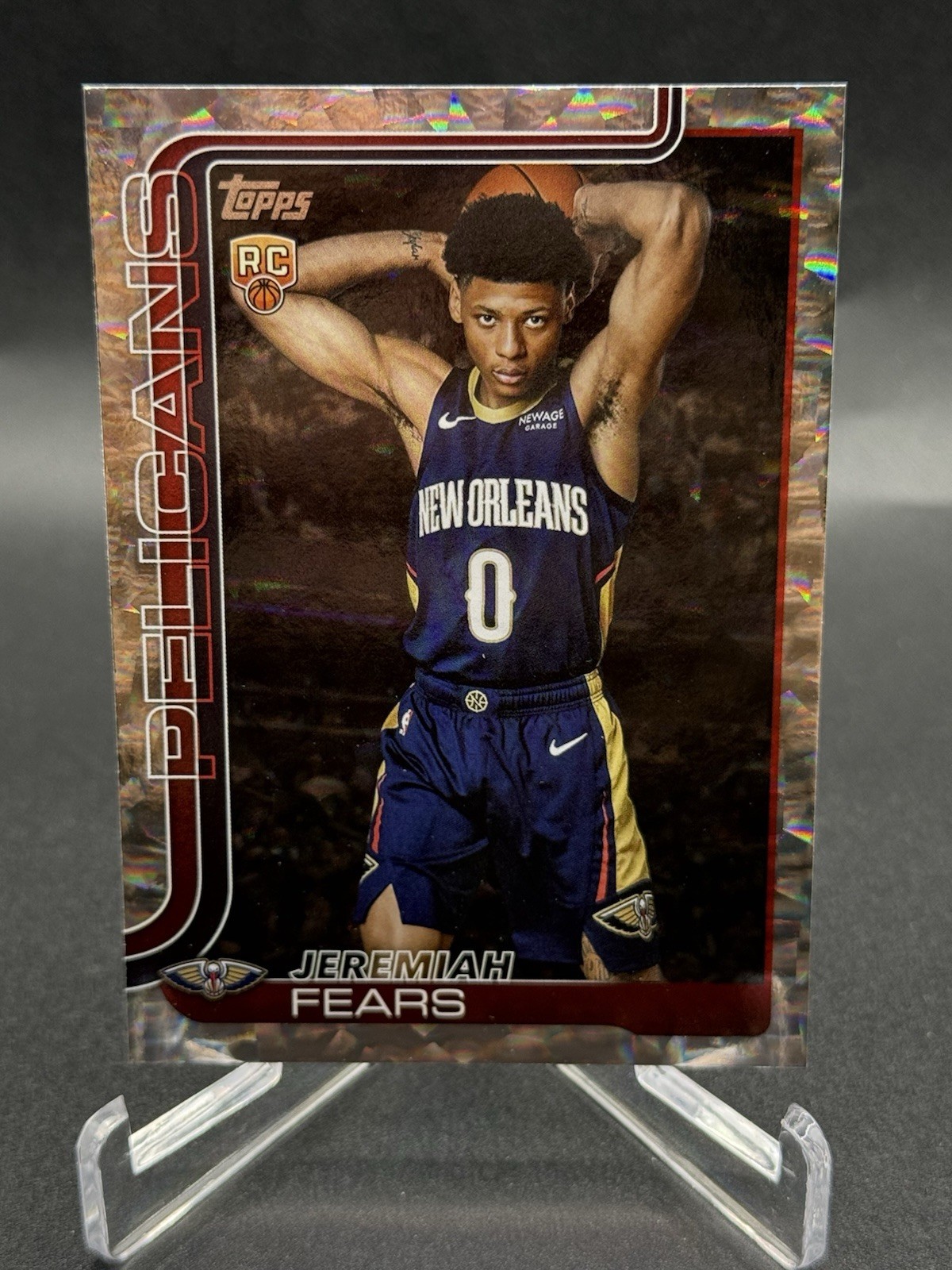 2025-26 Topps Flagship Jeremiah Fears RC #207 Crackleboard Foil Pelicans Rookie