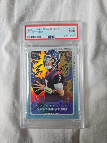 2023 Topps Now x Beck - C.J. Stroud #CJ2 Youngest QB To Win A Playoff Game PSA 9