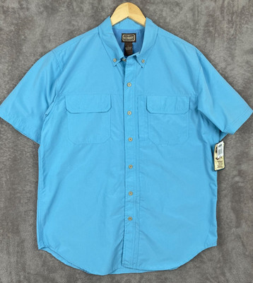 CE Schmidt Vented Shirt Mens Large Short Sleeve Button Up Blue Workwear Fishing