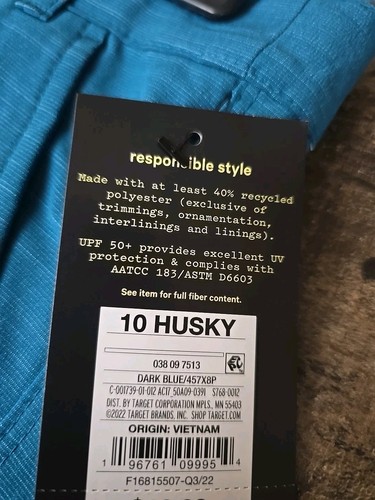 NWT Boys Size 10 Husky UPF 50 Hybrid Swim Shorts Blue Adjustable Waist Beach - Picture 5 of 5
