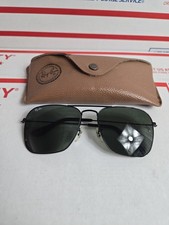 Ray-Ban Caravan Men's Aviator Sunglasses Black Metal Green lenses, 58mm