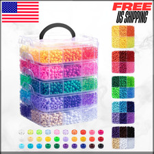 Pony Beads 30 Colors Kandi Beads Bulk For Bracelet Hair Making 6x9MM 6000Pcs