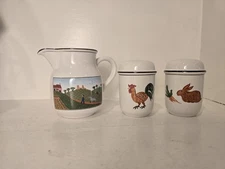 Villeroy & Boch Naif Luxembourg Creamer Pitcher Salt Pepper Shakers Rabbit Duck