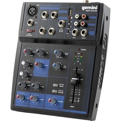 Gemini Pro Audio Equipment 5 Channels USB Unpowered Live Studio Music Mixers DJ