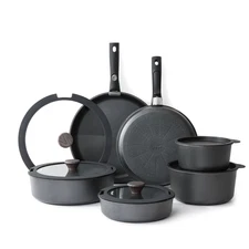 SENSARTE Nonstick Pots and Pans Set with Detachable Handle, 18Pcs Induction