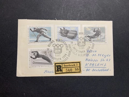 Austria 1964 registered FDC 1st day Cover to Germany  Innsbruck Winter Olympics