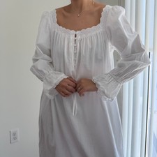 Vintage Victorias Secret Nightgown Medium White Cottagecore Victorian Prairie