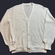 Vintage cardigan sweater white grandpa grunge preppy academia size large
