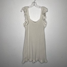 Anthropologie Womens Dress Size L White Sleeveless Knitted Crochet Style Lined