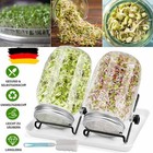 2er 1000ml Sprossenglas Set Keimglas Keimgerät Keimgläser Mit Abtropfschale Satz