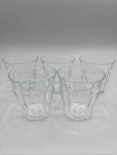 Set of 5 DURALEX France PICARDIE CLEAR 9 PANEL 4 oz Glass Flat Tumblers