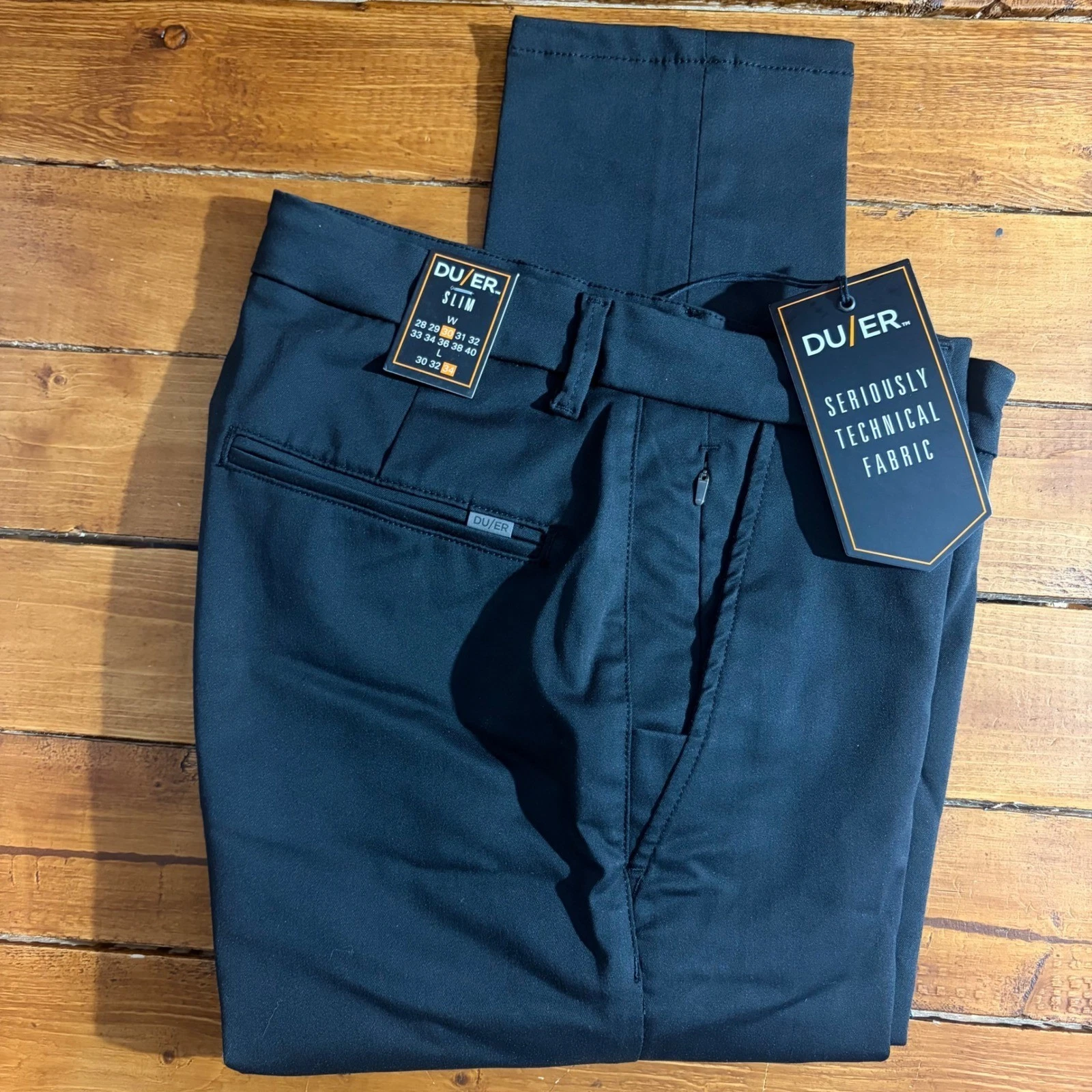 DUER Smart Stretch Slim Pants Men 30x34 Black MPHS1516 Technical Workwear NEW