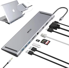 10 in 1 Laptop Docking Station, USB C HUB with 4K HDMI, VGA, USB 3.0, USB-C, ...
