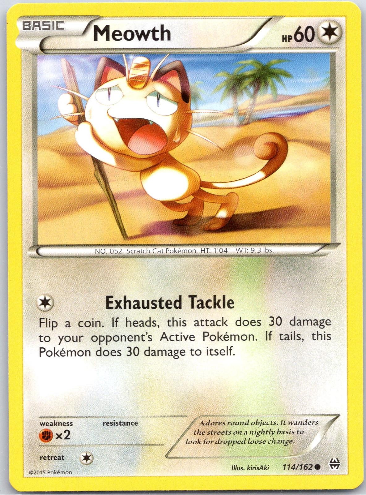 Meowth 114/162 Common BREAKthrough Pokemon Lightly Played