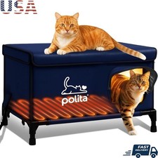 Insulated Cat House Weatherproof Heating Pad Predator-Proof Multi-Pet Shelter US