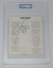 HARRY CHAPIN Signed Autograph "Cat's In The Cradle" Lyric Sheet Slab PSA JSA