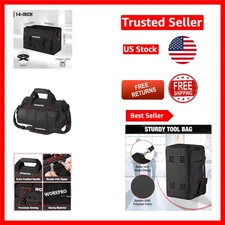 Black 14-Inch Tool Bag with 15 Pockets & Extra Padding for Comfortable Carrying