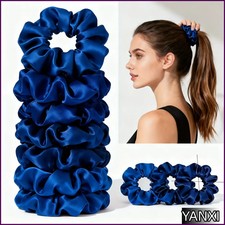 12/24pcs Solid Color Satin Hair Scrunchies Set For Women Elastic Ties