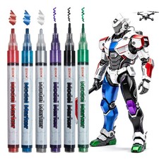 6 Color Liquid Metallic Paint Markers Dual Tip Permanent Pens for Models Crafts