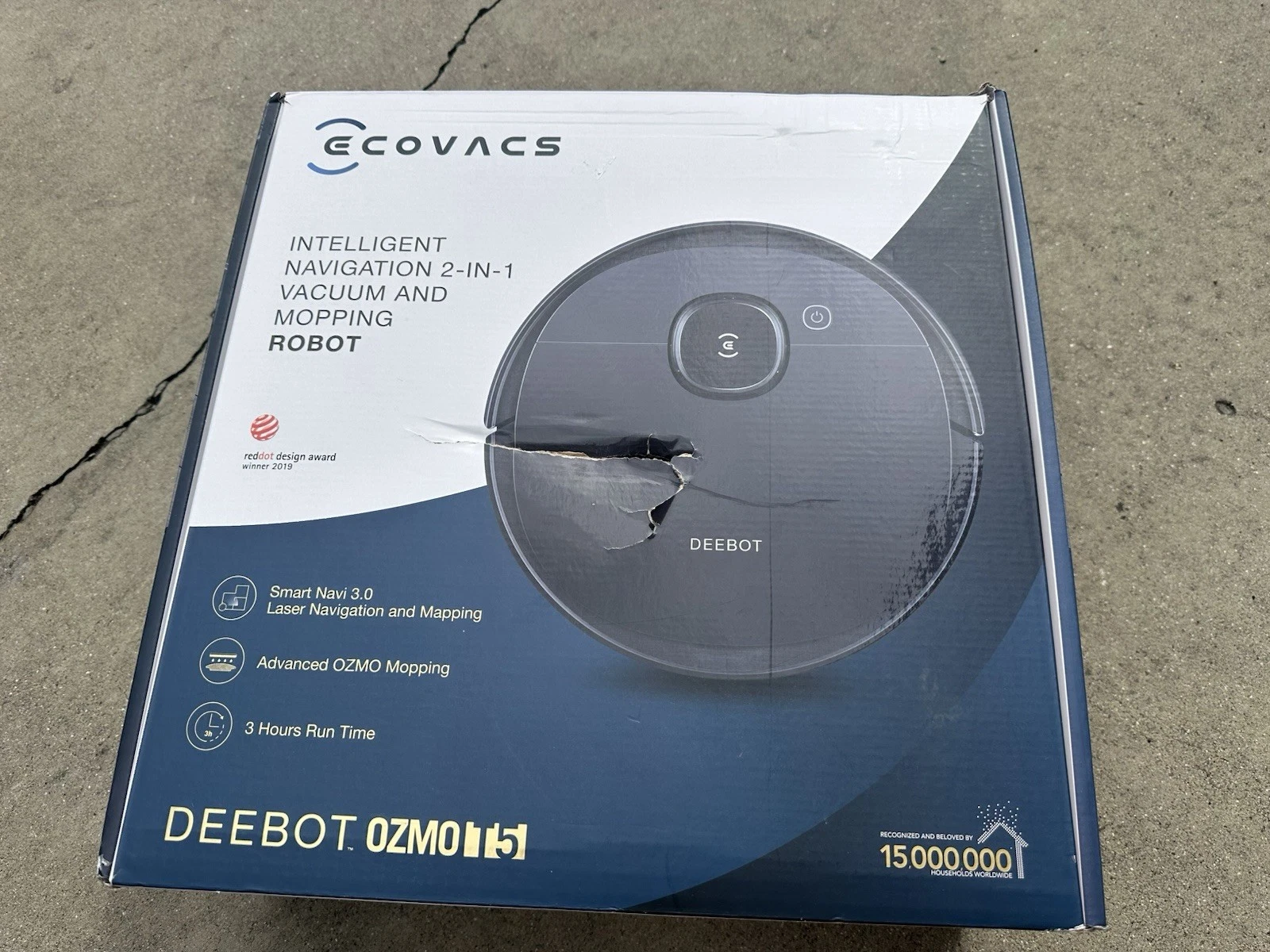 Ecovacs DEEBOT OZMO T5 Robotic Vacuum Black Bagless Cordless Laser Mapping Alexa