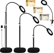 10X 15X Magnifying Glass with Light and Stand, 3-Color Stepless Dimmable LED Mag