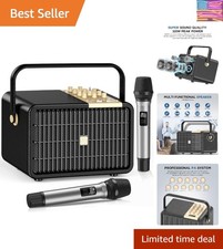 Wireless Voice Amplifier Professional Karaoke Machine with 2 UHF Microphones ...