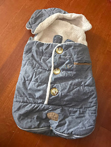JJ Cole Bundleme Infant Car Seat Cover Gray Sherpa Plush Fleece Lined