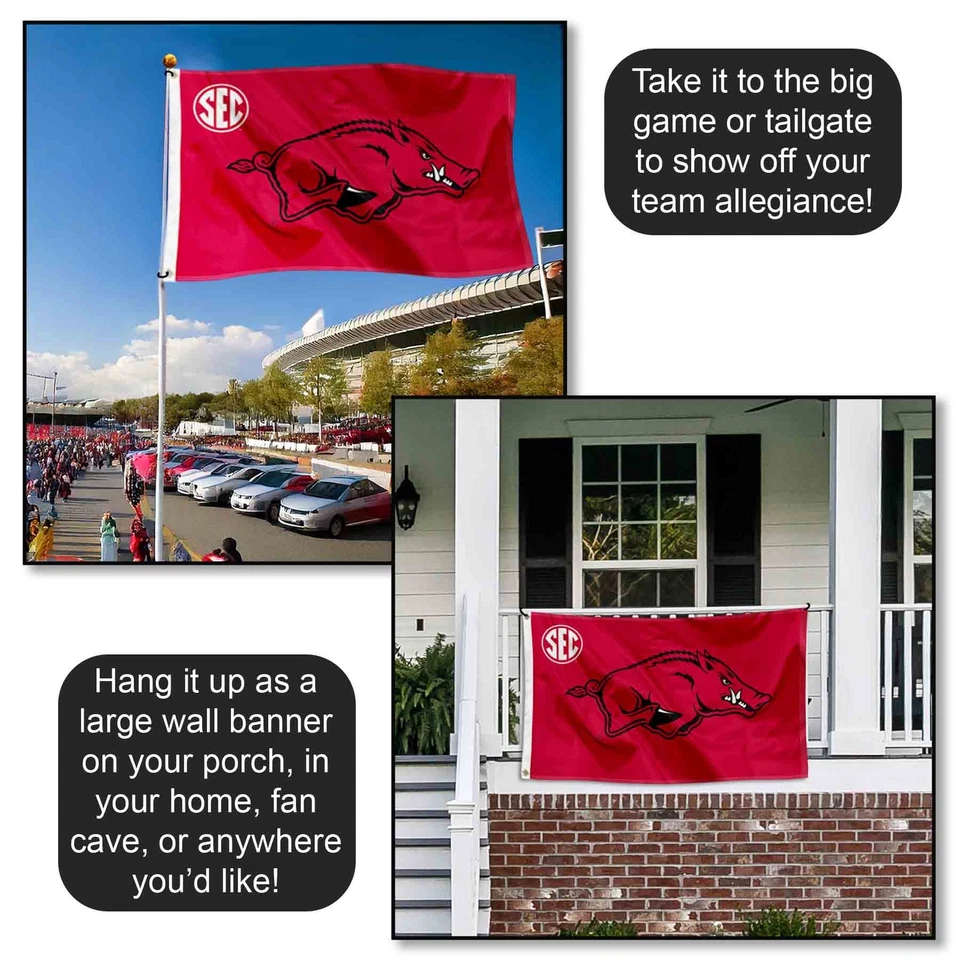 Arkansas Razorbacks SEC Large Outdoor Flag - Image 4 of 4
