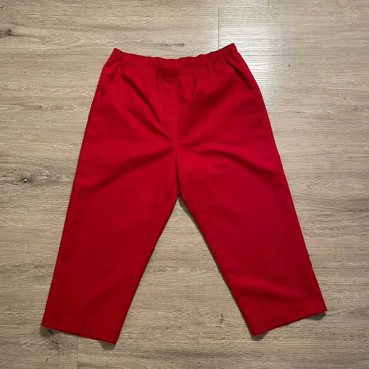 Alia Women s Cropped Pants Size 10 Red Elastic Waist High Rise