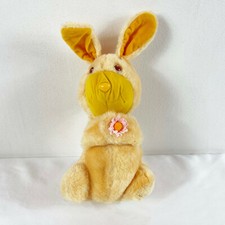 A83 Vintage Knickerbocker Orange Easter Bunny Flower Plush 12" Stuffed Toy Lovey