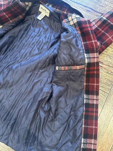 Chaqueta a Cuadros de Lana Eddie Bauer Roja Tartán Para Mujer Talla L Alta De Colección Piel Sintética - Imagen 12 de 12