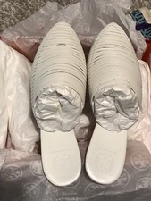 NIB Tory Burch Sienna Flat Slide Mestico Mule White Size 7.5