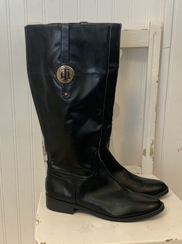 tommy hilfiger tall black boots