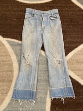 Vintage 78m Kids Orange Tab Levi's Jeans Light Faded Grunge Wash 1970s