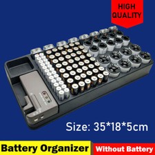 98 Grid Battery Organizer Aufbewahrungsbox mit Tester f&uuml;r AAA AA Batterien XY