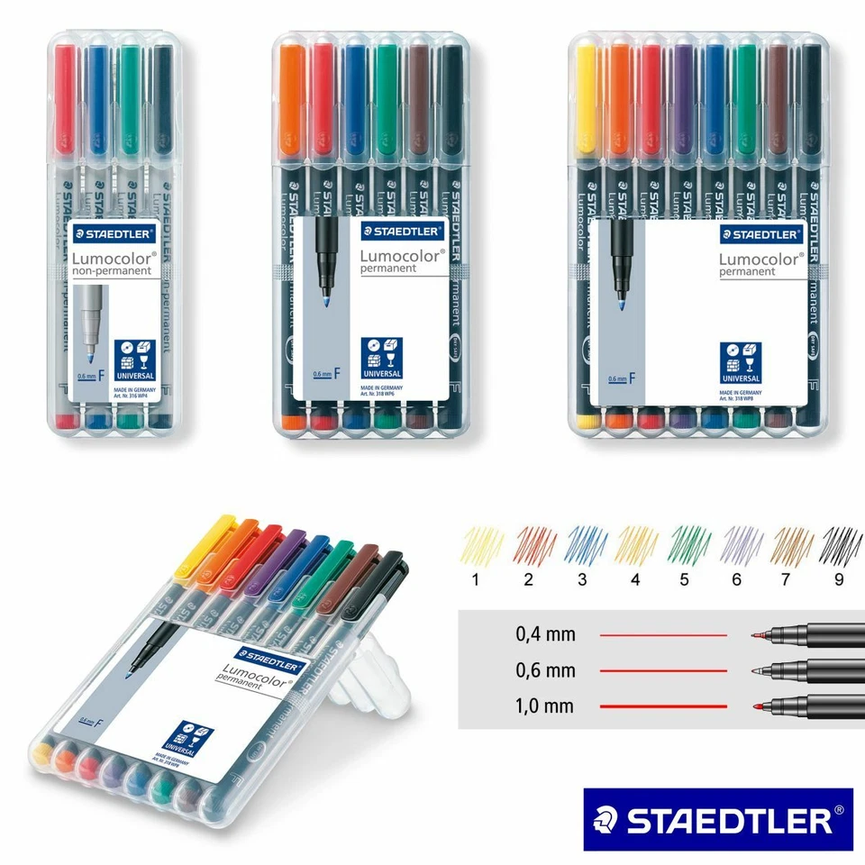 STAEDTLER Folienstift Lumocolor S F M im Etui permanent non-permanent [Etui wähl