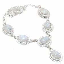 Rainbow Moonstone Gemstone Handmade 925 Sterling Silver Jewelry Necklaces Sz 18"